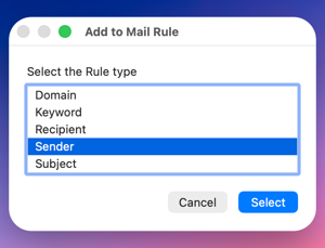 Add to Mail Rule.